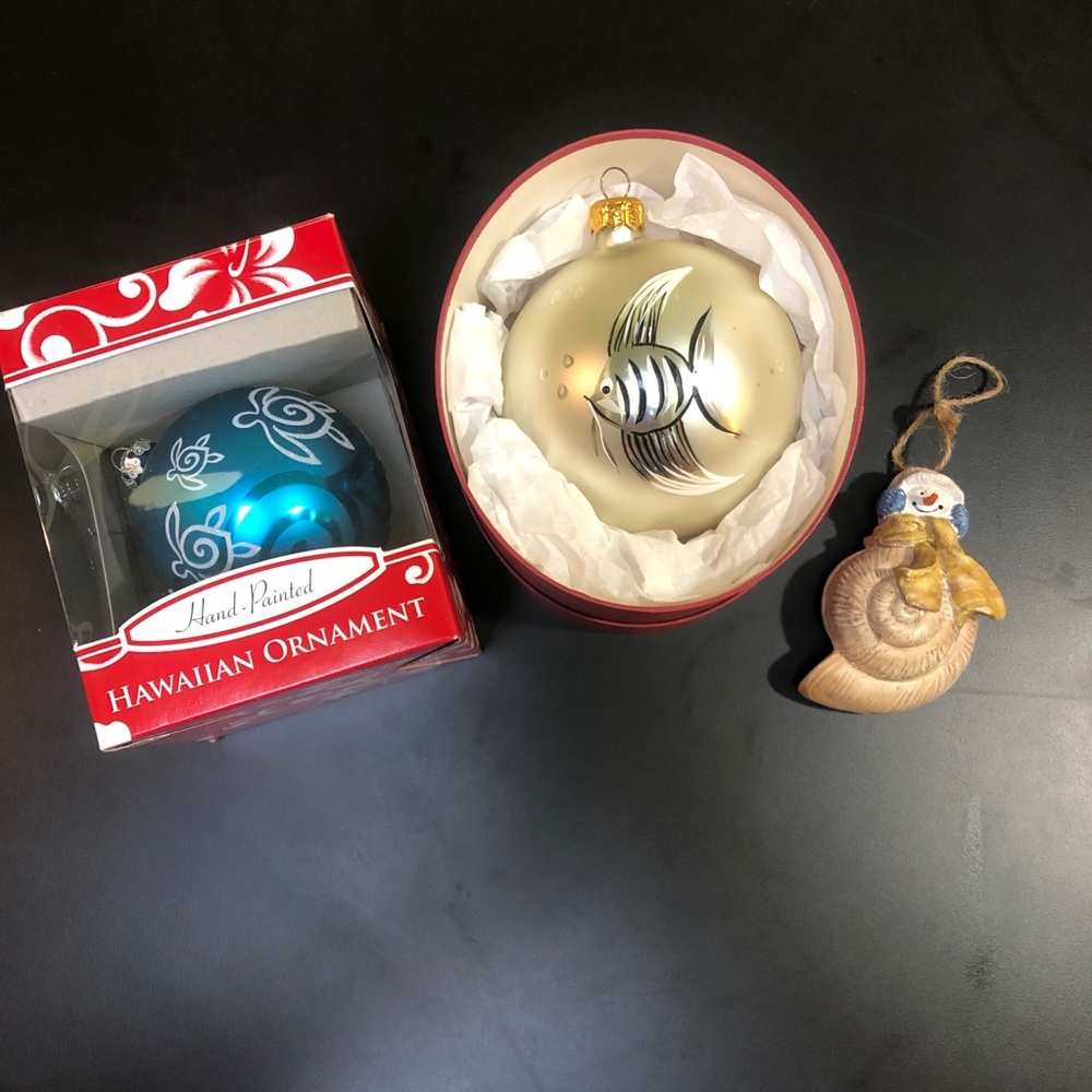 Set of 3 beachy nautical themed ornaments